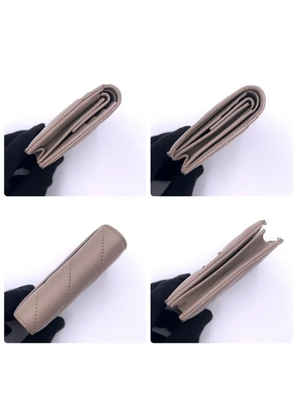 Balenciaga Crush Bifold Wallet Leather Beige Quilted